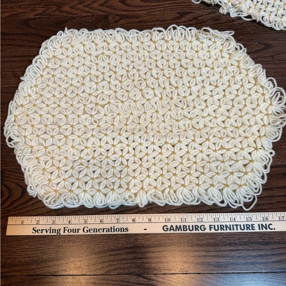 Handmade Crochet Doily Set in Cream- 4 pieces
